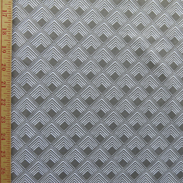 Reaction Taupe Diamond Overlap Poly Lycra Knit Fabric