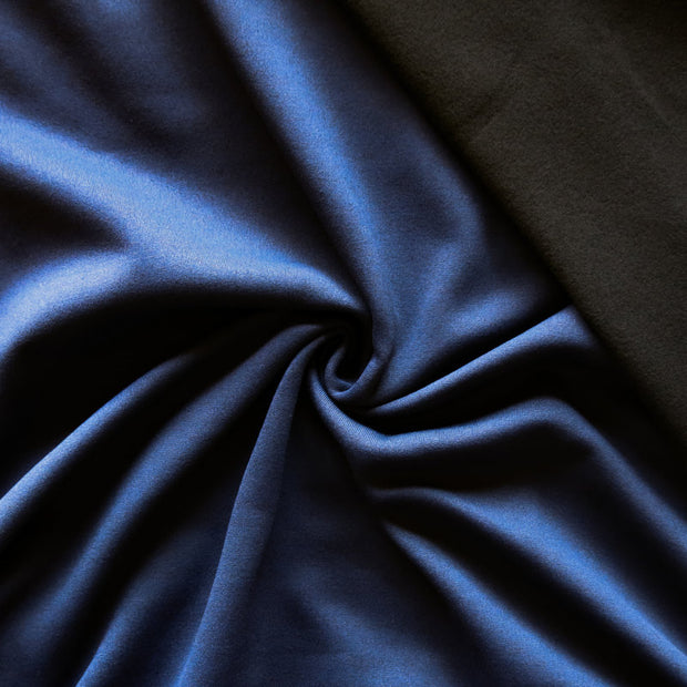 Navy/Black Repreve Powerstretch Fleece Knit Fabric - 24" Remnant