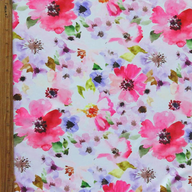 Romantic Flowers Nylon Spandex Swimsuit Fabric - 24" Remnant