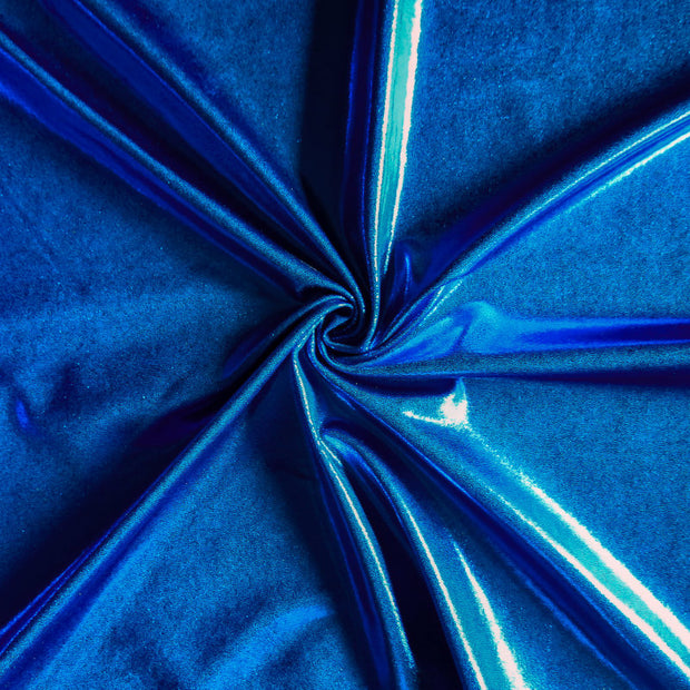 Royal Blue Liquid Metallic Polyester Spandex Swimsuit Fabric