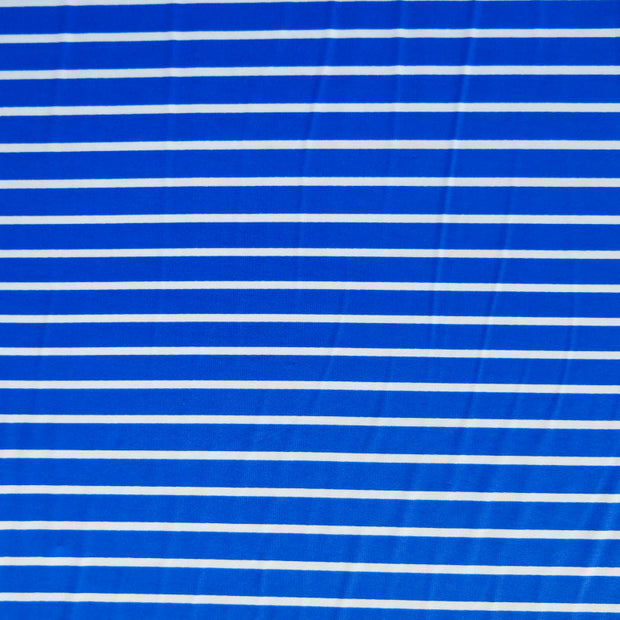 Royal and White Narrow Stripe Nylon Spandex Swimsuit Fabric