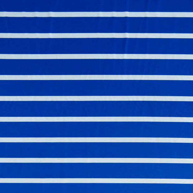 Royal and White Wide Stripe Nylon Spandex Swimsuit Fabric