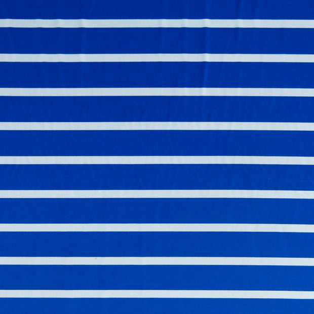 Royal and White Wide Stripe Nylon Spandex Swimsuit Fabric - 26" Remnant