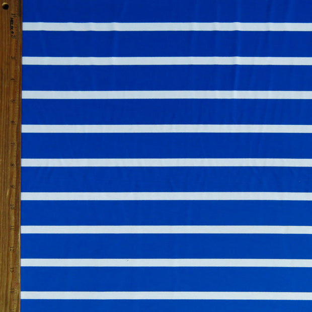 Royal and White Wide Stripe Nylon Spandex Swimsuit Fabric