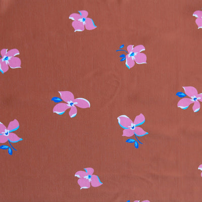 Scattered Floral on Terra Cotta Nylon Spandex Swimsuit Fabric