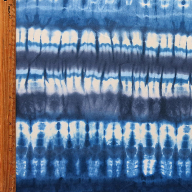 Shades of Blue Tie Dye Stripe Nylon Spandex Swimsuit Fabric