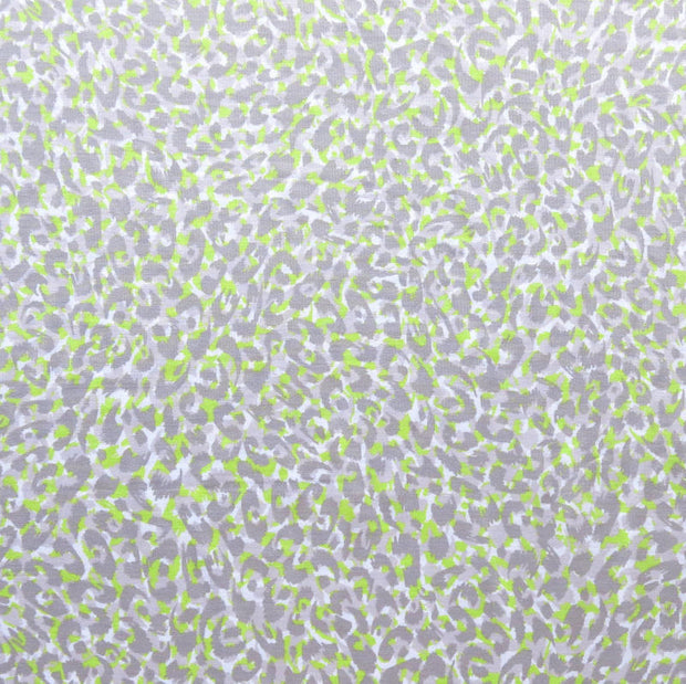 Shades of Grey and Lime Small Leopard Print Nylon Spandex Swimsuit Fabric - 21" Remnant