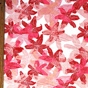 Shades of Red Lilies Cotton French Terry Knit Fabric