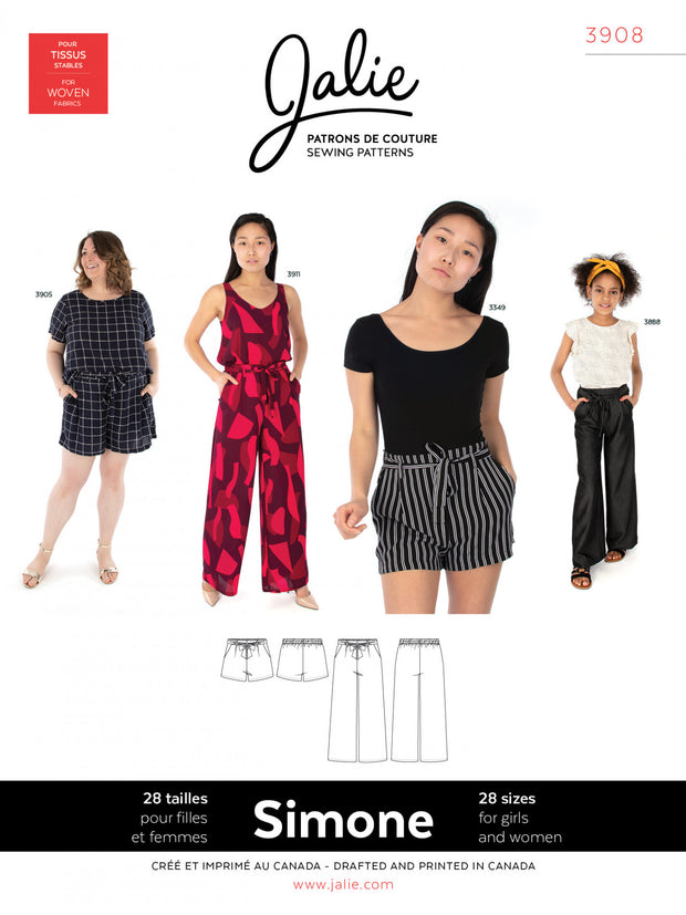 Simone Wide-Leg Shorts and Pants Sewing Pattern by Jalie