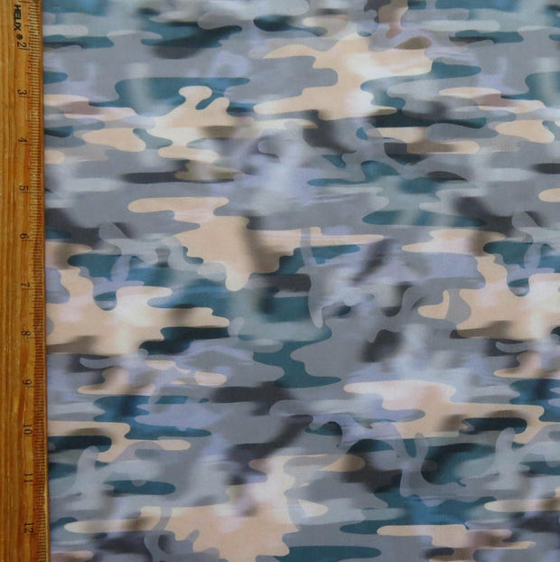 Stormy Camo Nylon Spandex Swimsuit Fabric, Light Colorway