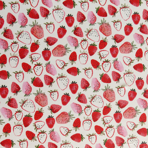 Strawberries and Creme Poly Spandex Swimsuit Fabric