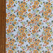Tangerine Daisies on White Poly Spandex Swimsuit Fabric