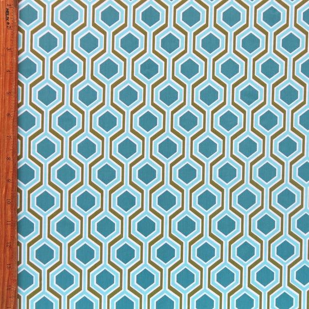 Teal/Olive Geo Nylon Spandex Swimsuit Fabric