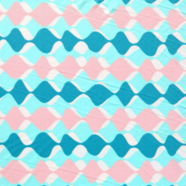 Teal/Pink Geo Waves Nylon Spandex Swimsuit Fabric