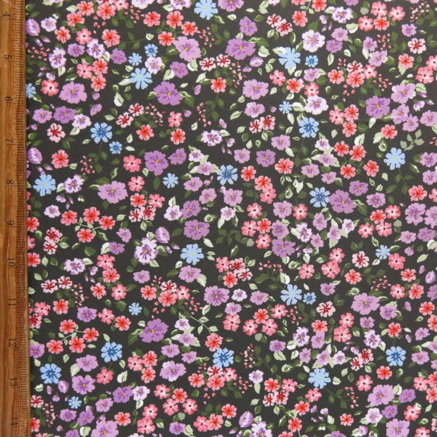 Tiny Floral on Olive Poly Spandex Swimsuit Fabric