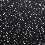 Tiny White and Rose Gold Foil Hearts on Black Poly Spandex Jersey Knit Fabric