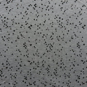 Tiny Black and Rose Gold Foil Hearts on Heathered Grey Rayon Spandex French Terry Fabric