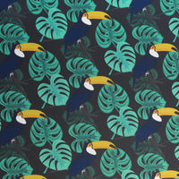 Toucans and Monstera Leaves Poly Spandex Swimsuit Fabric