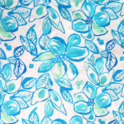 Turquoise and Mint Large Floral Cotton Knit Fabric - RESERVED