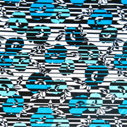 Turquoise Blue and Mint Floral Stripe Nylon Spandex Swimsuit Fabric