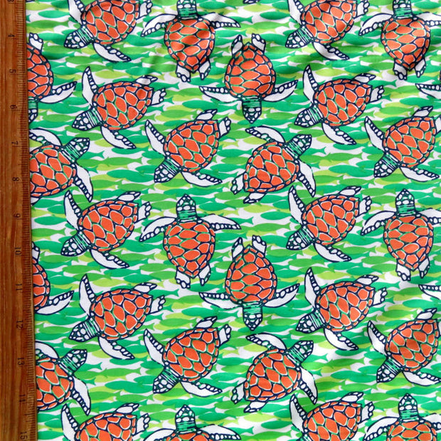 Turtles and Fish Nylon Spandex Swimsuit Fabric