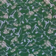 Turtles on Green Nylon Spandex Swimsuit Fabric - 27" Remnant