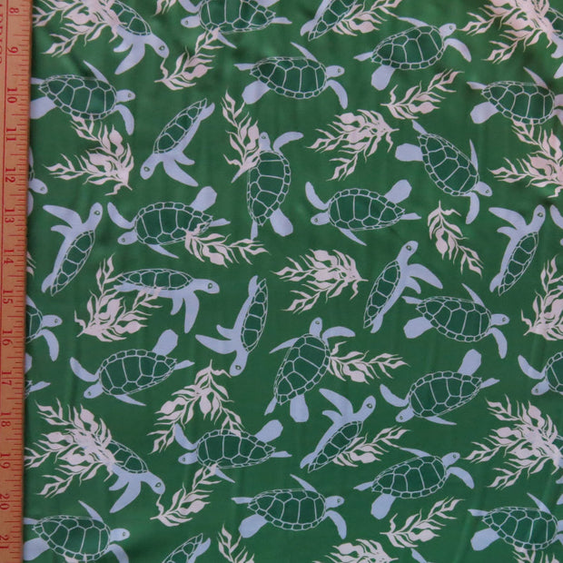Turtles on Green Nylon Spandex Swimsuit Fabric