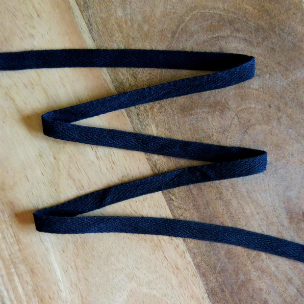 Black Herringbone Pattern 3/8 inch Cotton Twill Tape