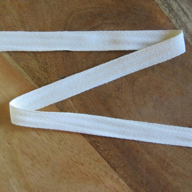Natural Herringbone Pattern 5/8 inch Cotton Twill Tape