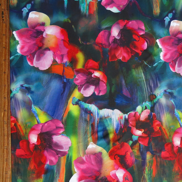 Vibrant Watercolor Flowers Poly Spandex Swimsuit Fabric