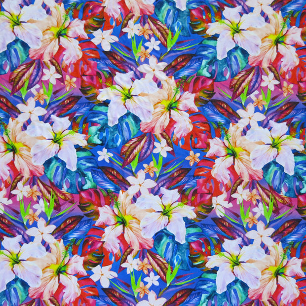 Vivid Hibiscus Recycled Nylon Spandex Swimsuit Fabric