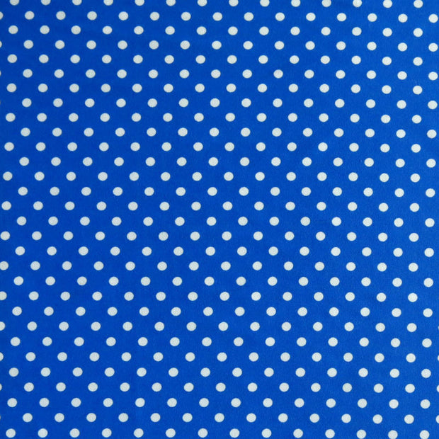 White Eraser Polka Dots on Royal Nylon Spandex Swimsuit Fabric