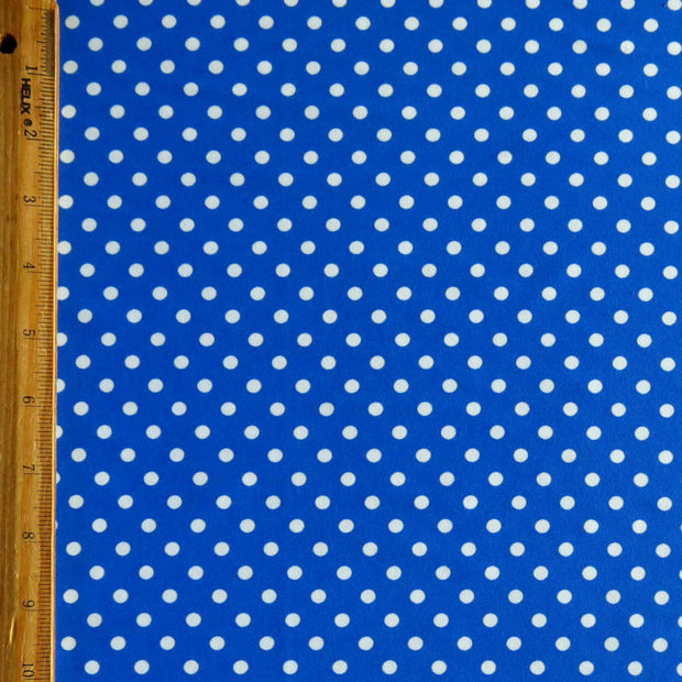 White Eraser Polka Dots on Royal Nylon Spandex Swimsuit Fabric