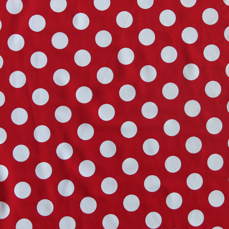 Kent Ib Ambitiøs White Dime Sized Polka Dots on Red Nylon Spandex Swimsuit Fabric – The  Fabric Fairy