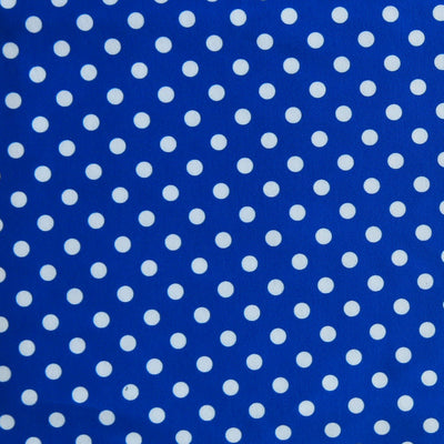 White Eraser Polka Dots on Cobalt Blue Nylon Spandex Swimsuit Fabric