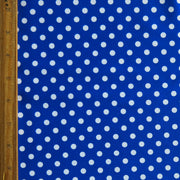 White Eraser Polka Dots on Cobalt Blue Nylon Spandex Swimsuit Fabric