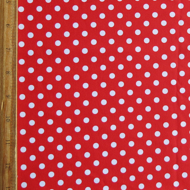 White Eraser Polka Dots on Ladybug Nylon Spandex Swimsuit Fabric