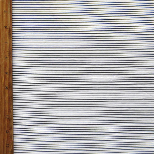 White Mystic Stripe Poly Mesh Fabric