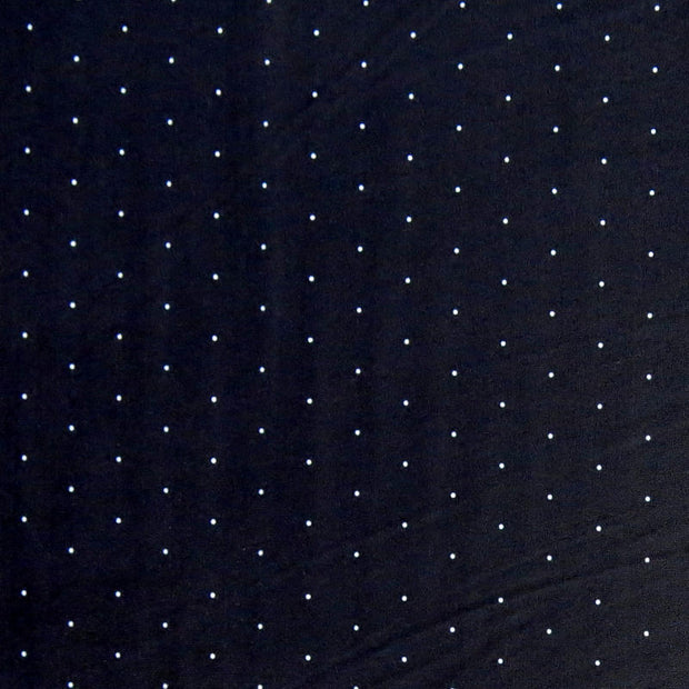 White Microdots on Very Dark Navy Nylon Spandex Swimsuit Fabric