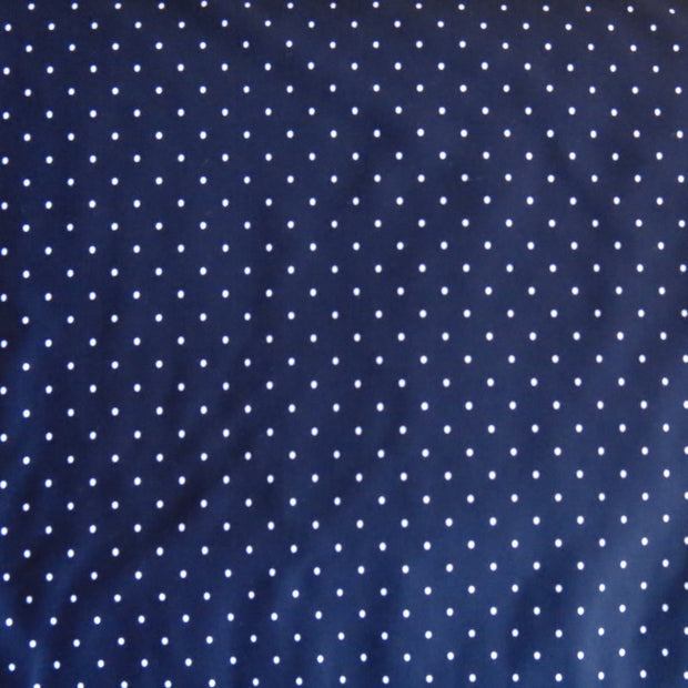 White Pindots on Navy Nylon Spandex Swimsuit Fabric - 13" Remnant