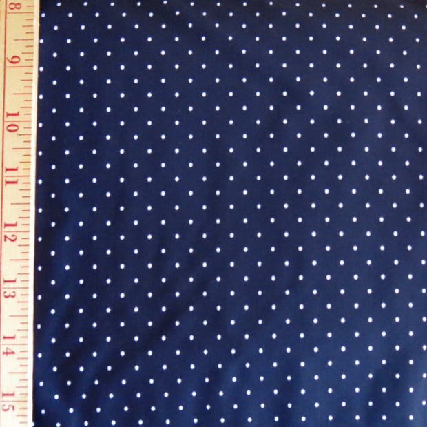White Pindots on Navy Nylon Spandex Swimsuit Fabric - 13" Remnant