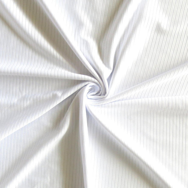 White Shadow Stripe Poly Lycra Mesh Fabric