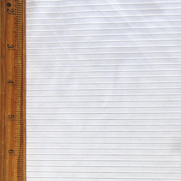 White Shadow Stripe Poly Lycra Mesh Fabric