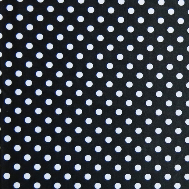 White Eraser Polka Dots on Classic Black Nylon Spandex Swimsuit Fabric