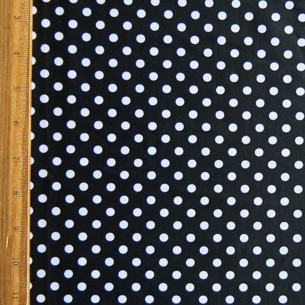 White Eraser Polka Dots on Classic Black Nylon Spandex Swimsuit Fabric
