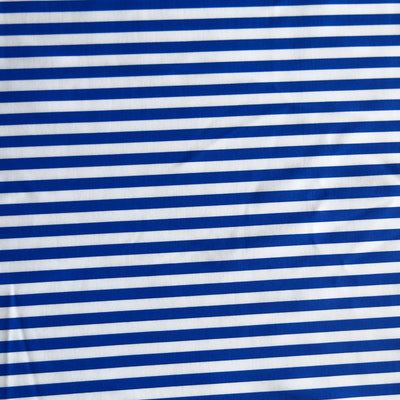 Cobalt Blue and White 1/4" Stripe Nylon Spandex Swimsuit Fabric