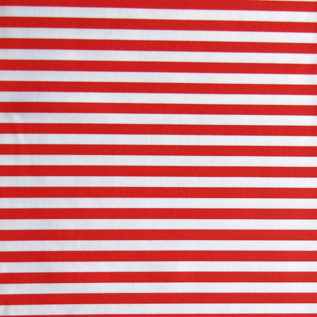 Ladybug and White 1/4" Stripe Nylon Spandex Swimsuit Fabric