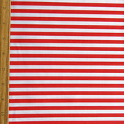 Ladybug and White 1/4" Stripe Nylon Spandex Swimsuit Fabric