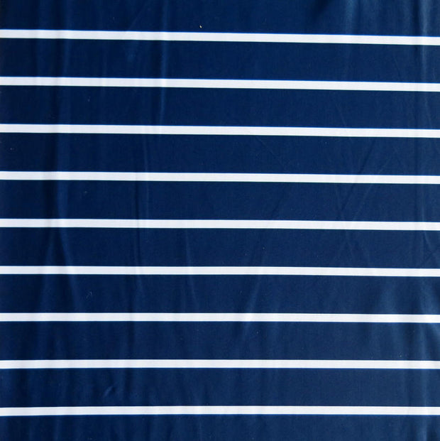 Navy 1" and White 3/8" Stripe Nylon Spandex Swimsuit Fabric