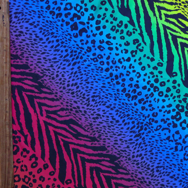 Diagonal Rainbow Zepard Nylon Spandex Swimsuit Fabric